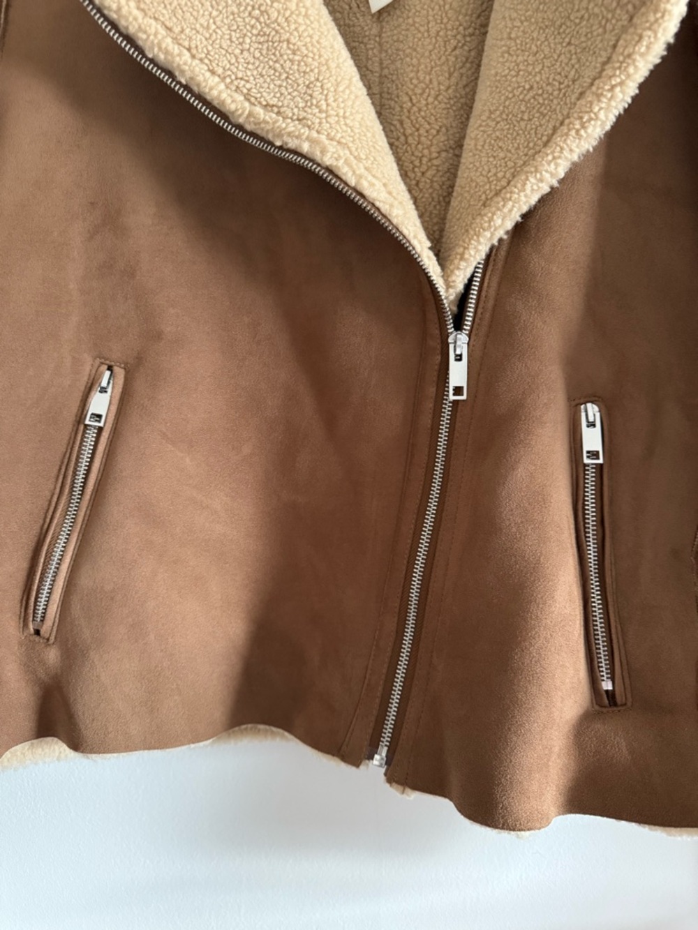 H&M Tan Brown Sherpa-lined Aviator Jacket - Picture 3 of 7